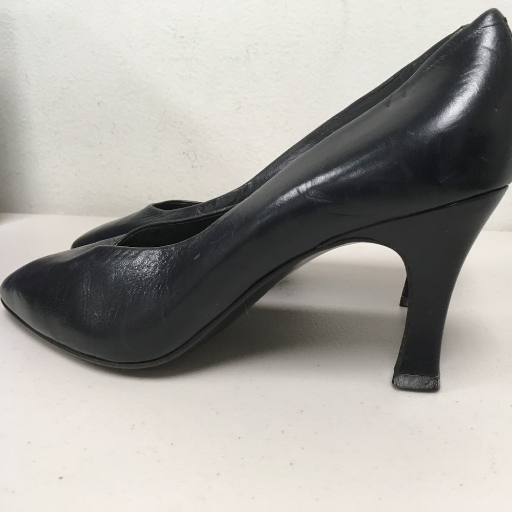 Vintage GALO ITALY 80S navy blue HAND MADE PUMPS 39 NEW never worn